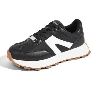 🆕 Lucky Step Casual Fashion Sneakers Women Black Retro Classic Trainers Shoes